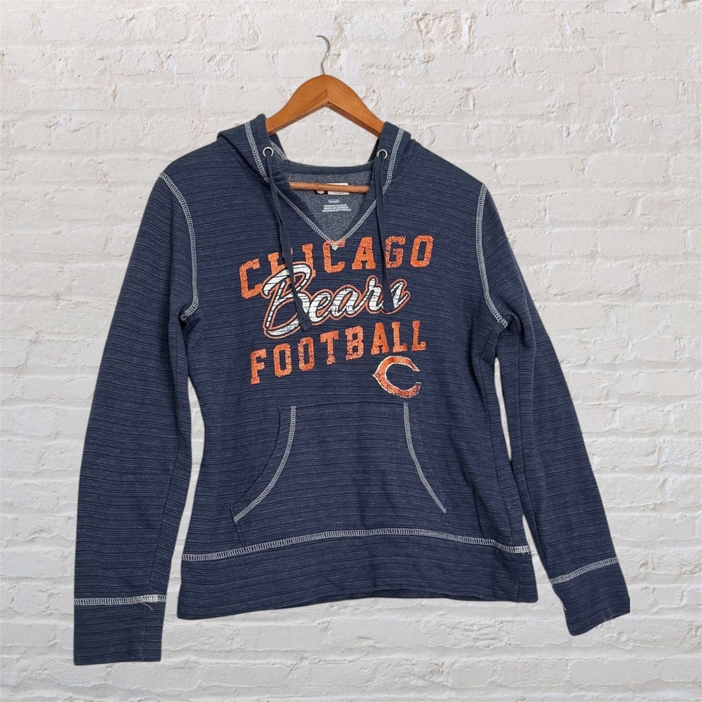 NFL Team Apparel Chicago Bears Football Hoodie Navy Blue Womens V‎ NeckS